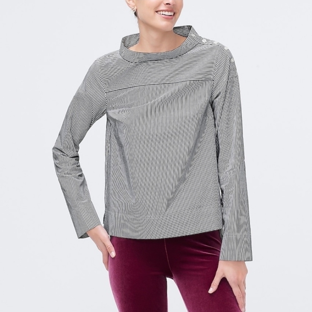 J. Crew Striped Funnelneck Top in Cotton Poplin Sz 4T